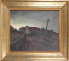 Tableau HST - La route du village - signé DINDALE Etienne