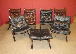 Meuble : Salon - SIESTA - en hêtre et cuir (7pcs) (usure d'usage) circa 1965 designer RELLING Ingmar