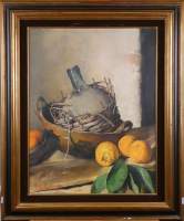 Tableau HST marouflée - Nature morte aux agrumes - signé MOREAU Max Léon