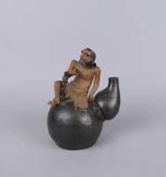 Asiatique : Statuette de Shiwan - Tieguai Li sur une gourde - par YanXuan époque République