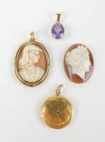 Bijou : Lot de bijoux en or jaune 18K + camée sur coquille non-serti