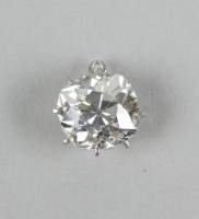 Bijou : Diamant solitaire taille coussin avec certificat HRD couleur K - L pureté VS monté en pendentif sur or rose 18K et platine