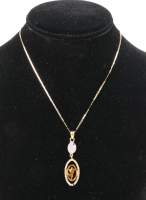 Bijou : Collier/chaine et pendentif en or jaune 18K serti de pierres incolores (2mq)