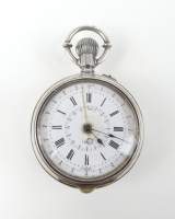 Bijou : Montre à gousset à complication double face en argent (fonctionnement partiel , usure)