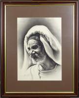 Tableau: Fusain (4) -La vie n'a pas d'âge- signé DE VIGNE Guy +/-35,5x48cm cadre