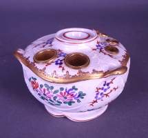 Céramique: Encrier en porcelaine de Paris circa 1920-1930 marqué ALADIN rehauts