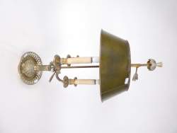 Luminaire : Lampe bouillotte en laiton de style (traces d'usures) 3 bras de lumière , fin 19e début 20eS électrifiée