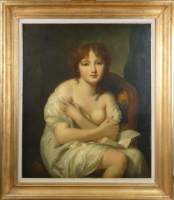 Tableau HST rentoilée - The Love Letter - d'après GREUZE Jean-Baptiste