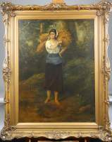 Tableau HST (rest) - Jeune femme aux fagots - trace de signature fin19eS