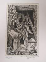 Estampe : Eau-forte - Composition au hibou - N° 21/30 signé RANSY Jean