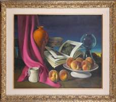 Tableau HST - Lumière d'un livre - étiquette d'achat au dos daté 1978 signé TOBIE René