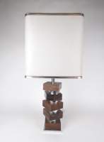 Luminaire Vintage : Lampe à poser en bois (pt ecl) et aluminium