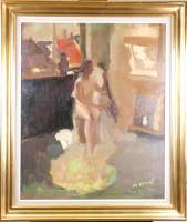 Tableau HSP - Femme nue dans l'atelier de l'artiste - signé HOWET Marie