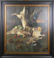 Tableau HSP - Nature morte du chasseur - signé DELAUNOIS Albert