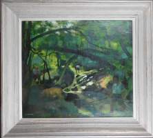 Tableau HST - Sous bois - signé DETRY Arsène