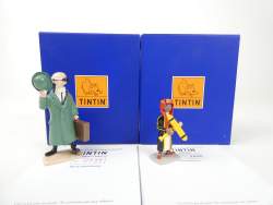 BD : HERGE , création Moulinsart (2pcs) en plomb : - Tournesol Chapeau - N° 737 + - Abdallah - N° 1095 collection Générique