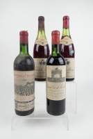 Vin : 4 bouteilles : 2 Chambolle Musigny 1976 (1 niv leg bas) , 1 Grand Vin de Leoville 1962 (niv mi - épaule) , 1 Domaine de Chevalier 1966 (niv mi - épaule)