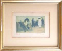 Estampe : Eau-forte couleur (pt déchi.) - c.N.LAMBERT - N° 24/50 daté 1914 signé BERNIER Charles