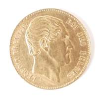 Collection de pièce de monnaie : pièce en or de leopold I de 1865 sans point dans L Winner et position B. Morin n°6