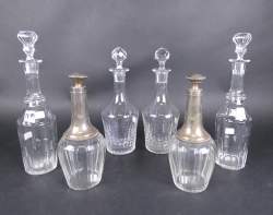 Verrerie : 6 carafes en cristal : 2 paires Val Saint Lambert et 1 paire avec monture en argent