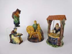 Céramique : Lot de sculptures en faïence (4pcs) (1 rest , egr) dont 1 signé NOSEDA Alfons