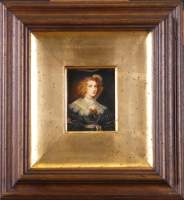 Tableau HSP - Portrait de Dame - signé 9 , 5x7cm cadre bois doré