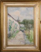 Tableau : aquarelle - Derrière la maison - signé ELLE Edouard