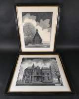 Tableau : plume/papier (2pcs) - Chapelle Notre Dame Boussu - - Château Boussu - signé VANDYCKE Romain