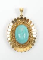 Bijou: Pendentif en or jaune 18K sertie probablement d'une turquoise P: 12,1g H: