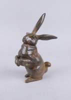 Sculpture : Bronze patine brune - Lapin/lièvre - signé d'après CHENET Pierre