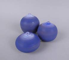 Céramique : Vase soliflore en grès émaillé bleu (3pcs) monogrammés LA LAMPECCO Antonio