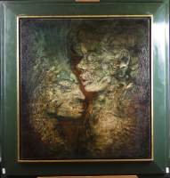 Tableau HSP - Couple - signé au dos VAN BELLEGHEM Roger