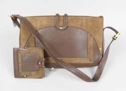 Mode : Sac à main Vintage en cuir DELVAUX modèle ALICE (Bel état gen , pt taches) + porte monnaie (usure)