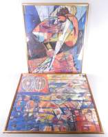 Tableau fusain (2pcs) - Composition - daté 1985 signé DOYEN Lyliand