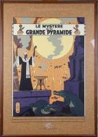 BD : Sérigraphie - Le mystère de la grande pyramide - JACOBS E.P (1904 , 1987) 100x70cm cadre bois sous verre