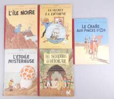 BD : Tintin HERGE éd Casterman 5 BD (Bel état gen , Usure d'usage , int frais) dont Sceptre Ottokar B2 Etoile Mystérieuse B1 (dos acc) Crabe Pinces Or B3 (écrit) , ..(B26 : 2900_)