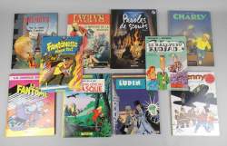 BD : lot de 10 BD dédicacées avec dessin dont : Magda , Van Linthout , Geron , De Moor , Delinx , Glogowski , Musquera.