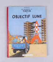 BD : Tintin HERGE éd Casterman - Objectif Lune - EO Belge dos B8 1953 (Bel état + , leg. frottement ext. , pt taches int) (BDM26 : 800)