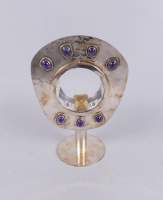 Argenterie : Ostensoir Art Déco en métal argenté et argent cachet Wilhelm Kevelaer Polders circa 1930