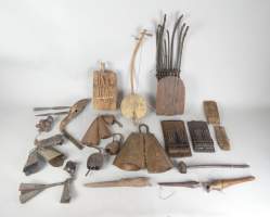 Africain : Lot d'instruments de musique Congo et Afrique de l'Ouest