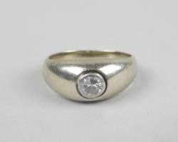 Bijou : Bague/chevalière en or 18K sertie d'un diamant solitaire