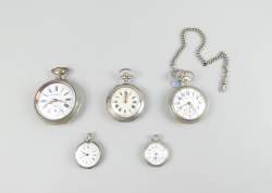Bijou : montre de gousset mvt à remontoir (En état / Ds l'état) (5) dont REGULATEUR métal argenté, Roskopf , En argent(3) dont 1 OMEGA de col