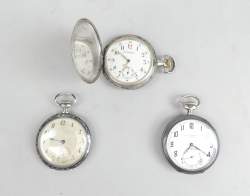 Bijou : Montre de gousset en argent niellé mvt à remontoir (en état , usures) (3) : Savonnette La Vervietoise , Chronomètre IAXA , gravée Lion trace signature Huguenin Frères