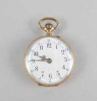 Bijou: Montre de gousset de col cuvette extérieure gravée en or jaune 18K mouvem