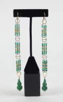 Bijou: Paire de boucles d'oreilles en or jaune 18K sertie de calcédoine Pbrut: 1