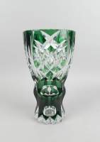 Verrerie : Important vase en cristal taillé (rayures) signé sous la base Val Saint Lambert