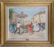 Tableau HST - Fête provençale à Juan les pin - signé DE FRANCISCO Pietro