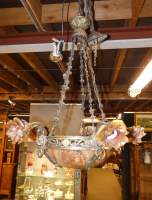 Luminaire : Lustre en bronze et vasque en albâtre 20eS
