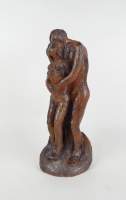 Sculpture terre cuite - Couple enlacé - signé AERTS Marie-José