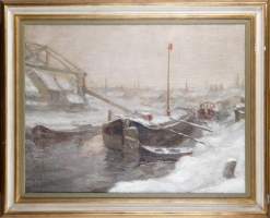 Tableau HST - Bord de l'Escaut - daté 42 signé LERAT Louis